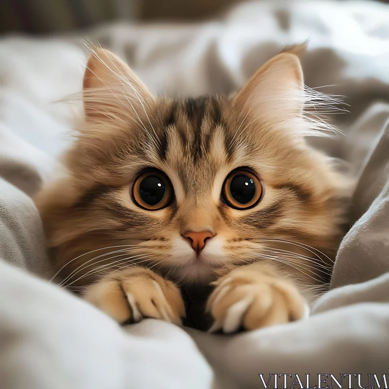 Cute Fluffy Kitten with Big Eyes AI Image