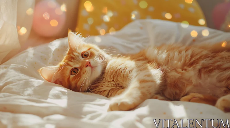 AI ART Cute Kitten Relaxing in Warm Light