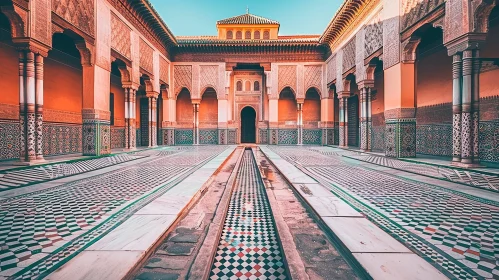 Ben Youssef Madrasa Courtyard in Marrakesh, Morocco