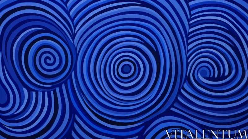 AI ART Blue Abstract Painting for Modern Interiors