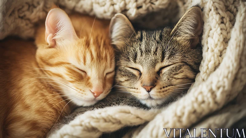 Peaceful Cats Resting Together AI Image