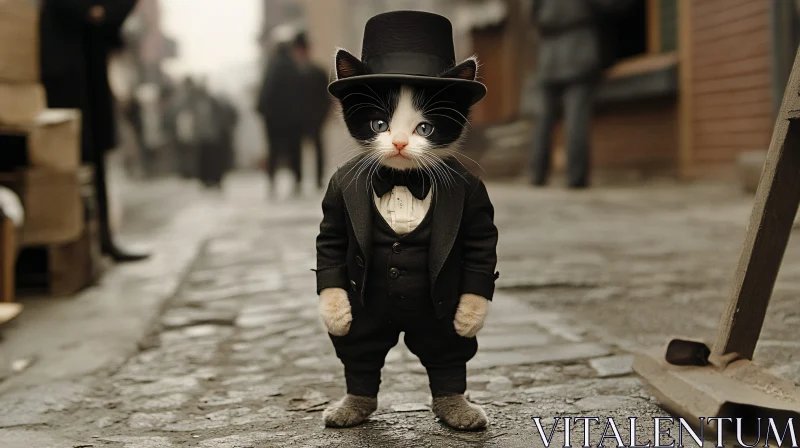 AI ART Charming Cat Dressed in Vintage Attire