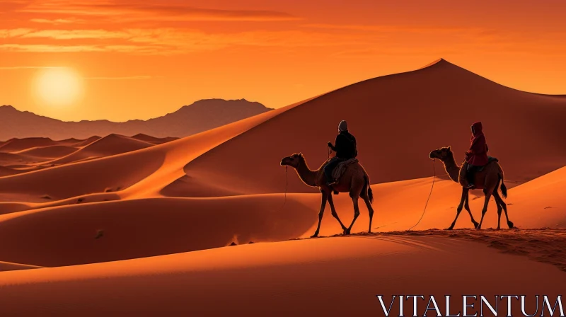 Desert Sunset: A Captivating Journey on Camelback AI Image