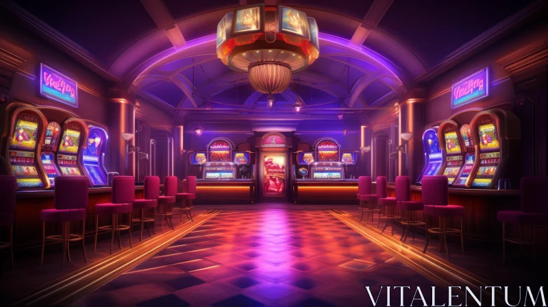 Enchanting Casino Room with Slot Machines: Photorealistic Renderings AI Image