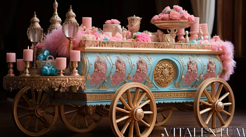 Vintage Princess Wedding Carriage in Pastel Tones AI Image