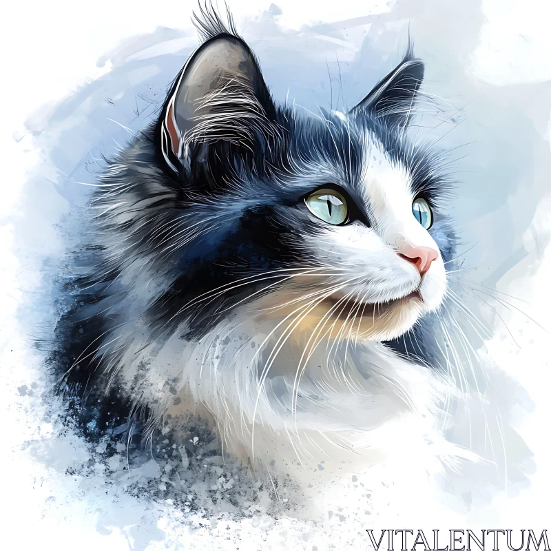 Ethereal Cat Portrait in Digital Art AI Image