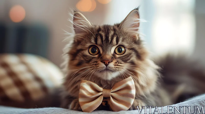 AI ART Adorable Kitten with Bow Tie