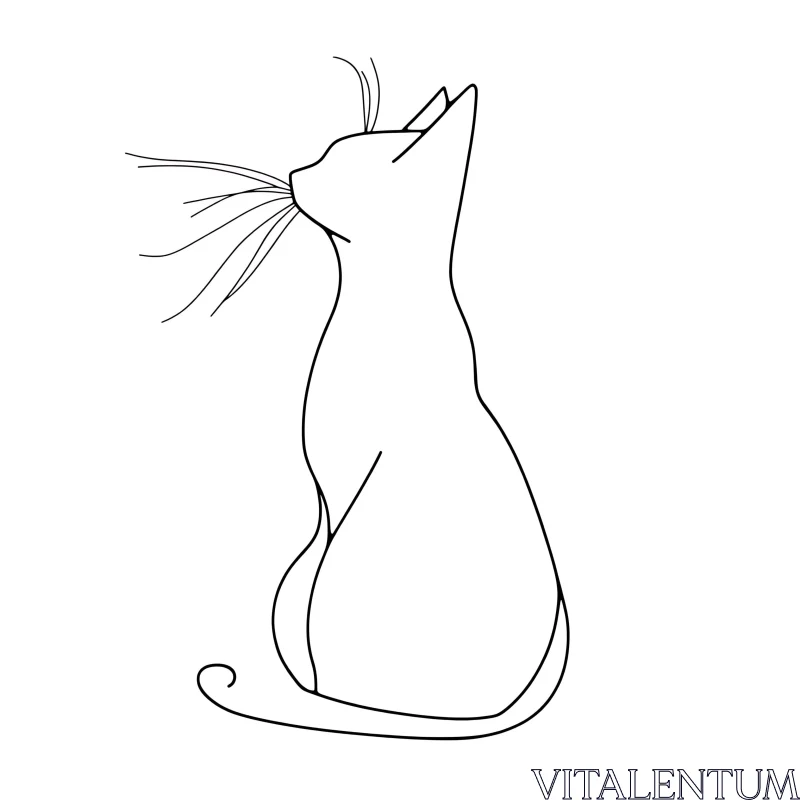 Elegant Cat Silhouette Line Drawing AI Image