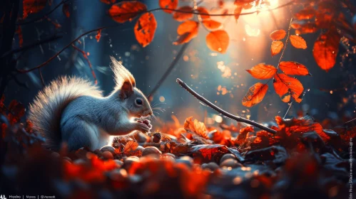Captivating Autumn Forest Squirrel Photograph