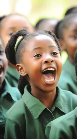 Exuberant Portraits of Singing Schoolchildren in Green Uniforms