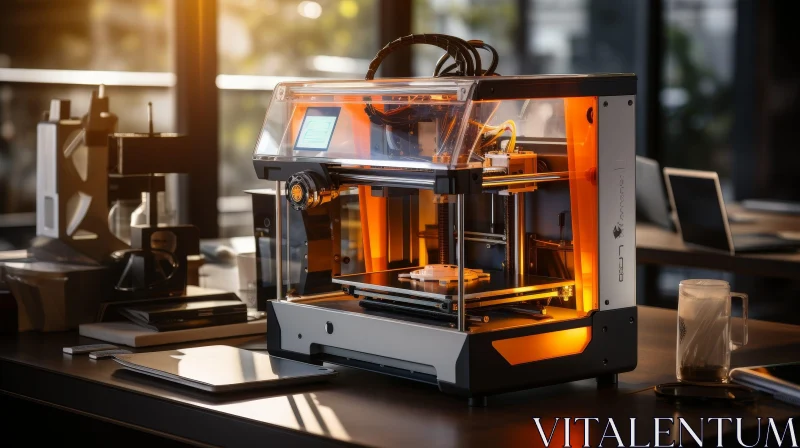 AI ART Innovative 3D Printer Setup in Office Environment