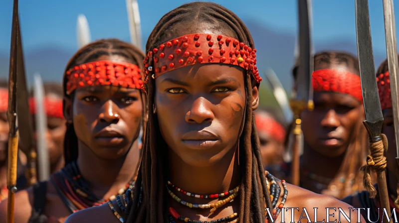 Intense Gaze: African British People with Swords AI Image