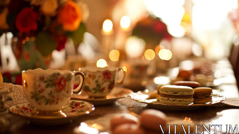 Inviting Table Set for Afternoon Tea - Captivating Still Life AI Image