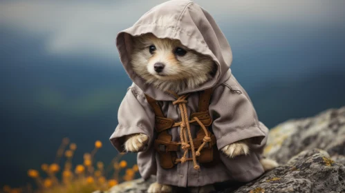 Mystical Mountain Knight Puppy - A Portrait Filled with Hidden Meanings
