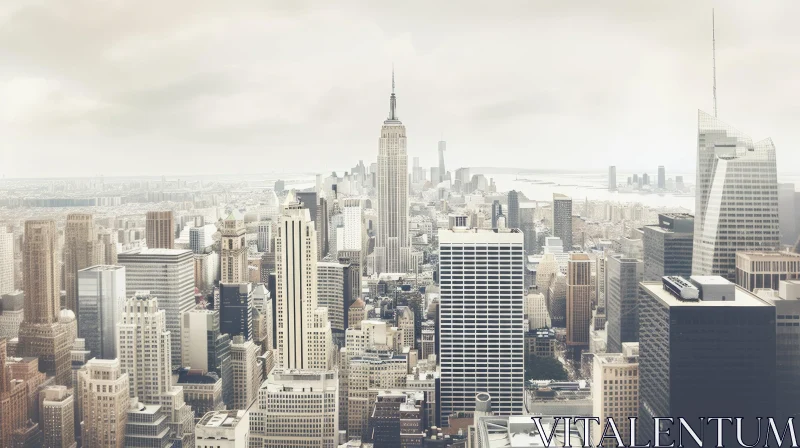 New York City Skyline: Vintage Minimalism with Muted Tones AI Image