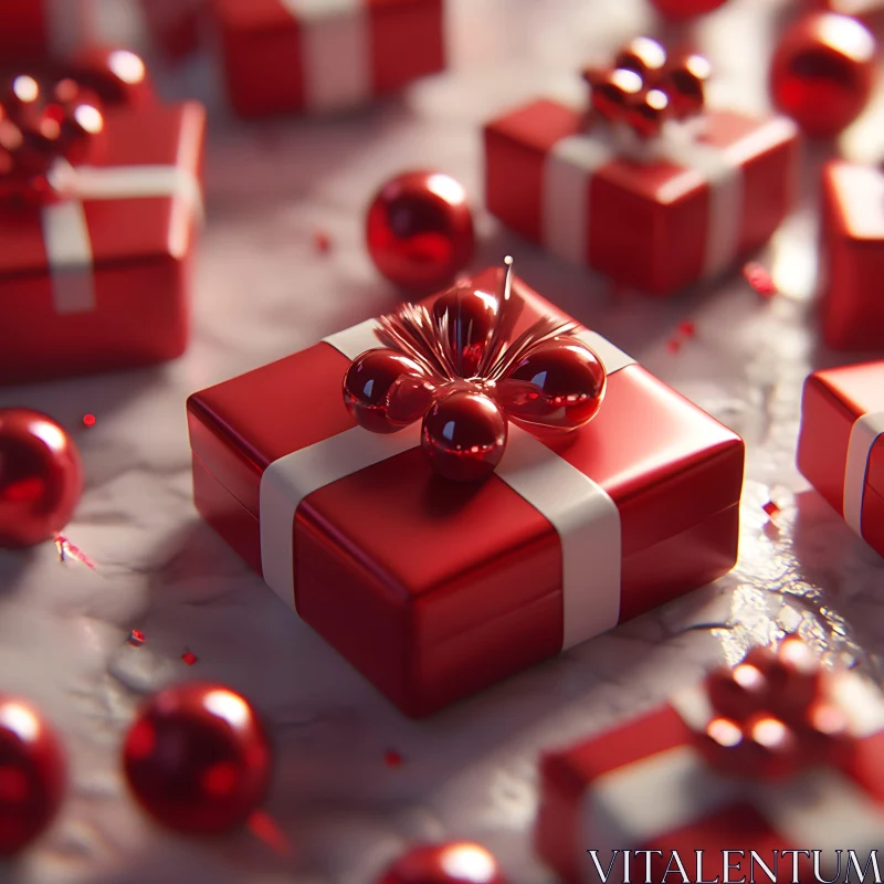 Holiday Gift Boxes and Ornaments AI Image