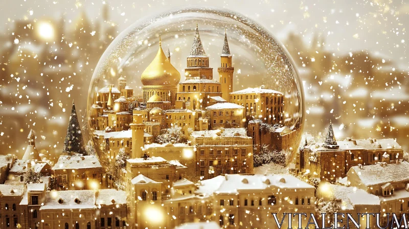 Magical Snow Globe Cityscape AI Image