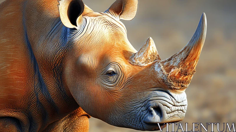 Textured Rhinoceros Wildlife Portrait AI Image