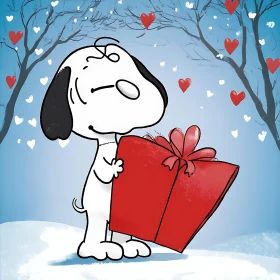 Wintertime Canine Gift-Giving Scene