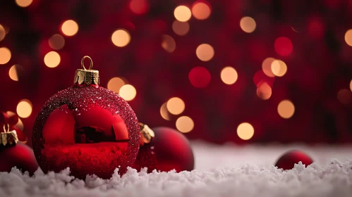 Festive Red Holiday Decorations in Snow