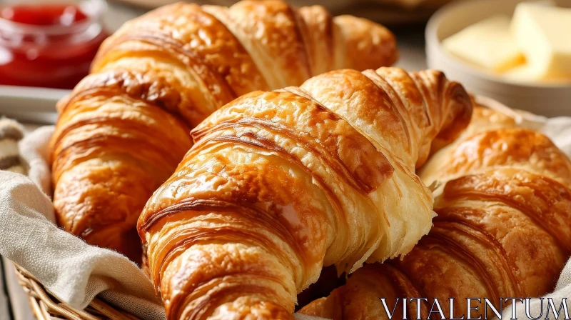 Delicious Golden Brown Croissants in a Charming Basket AI Image