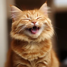 Laughing Ginger Cat Close-Up