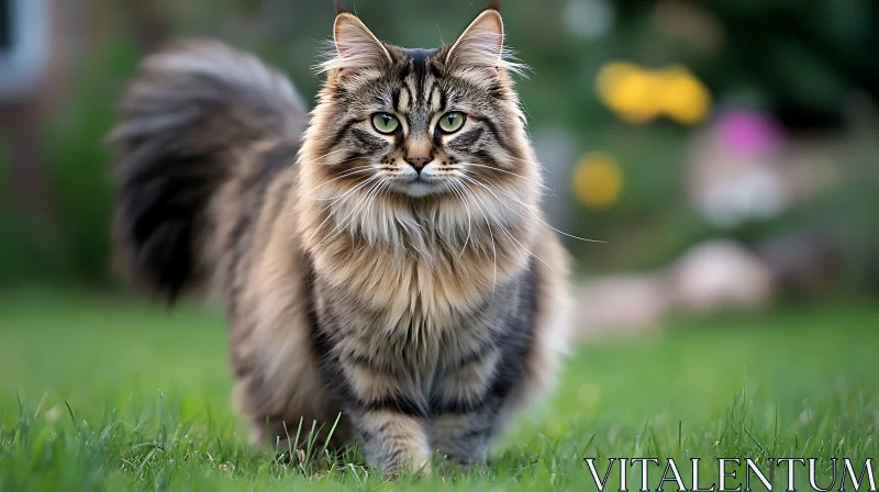 Maine Coon Cat with Striking Green Eyes AI Image