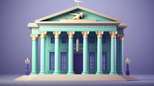 Elegant Classical Architecture with Corinthian Columns and Griffin Statue