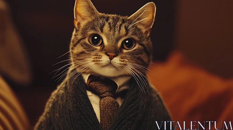 Sophisticated Feline in Formal Attire AI Image