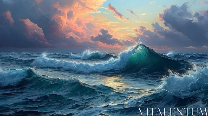 Powerful Painting of a Stormy Sea | Captivating Ocean Artwork AI Image