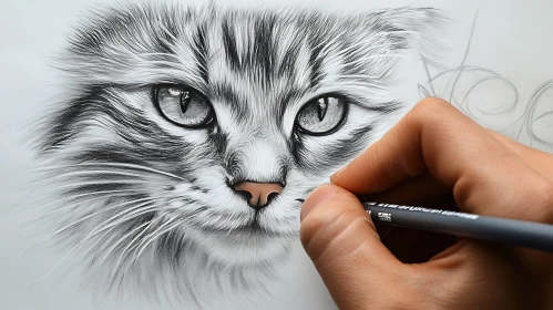 Realistic Cat Pencil Sketch