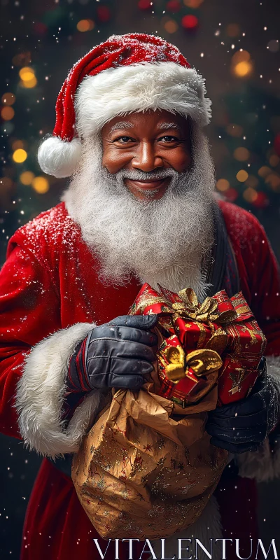 Festive Santa Claus with Holiday Presents AI Image