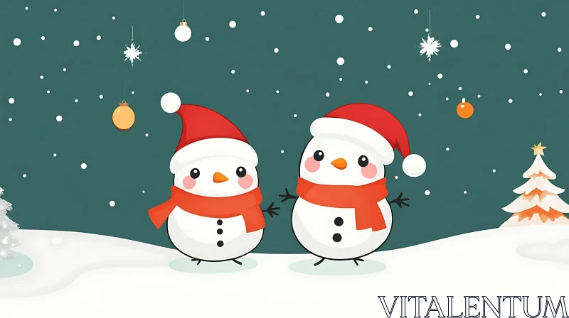 AI ART Charming Holiday Snowmen Illustration