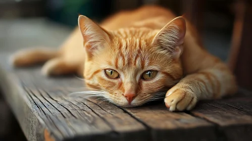 Close-Up of a Resting Ginger Tabby Cat