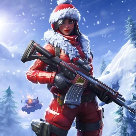 Animated Winter Warrior in Red Outfit