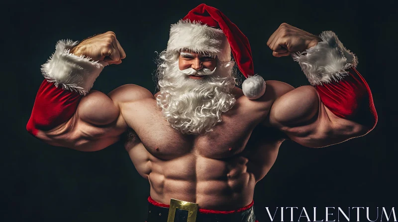 Strong Santa in Festive Attire AI Image