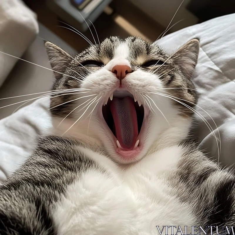 Yawning Cat Close-Up Shot AI Image