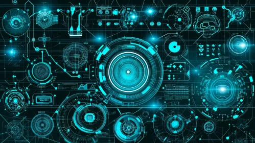 Captivating Turquoise and Black Technology and Science Background Image