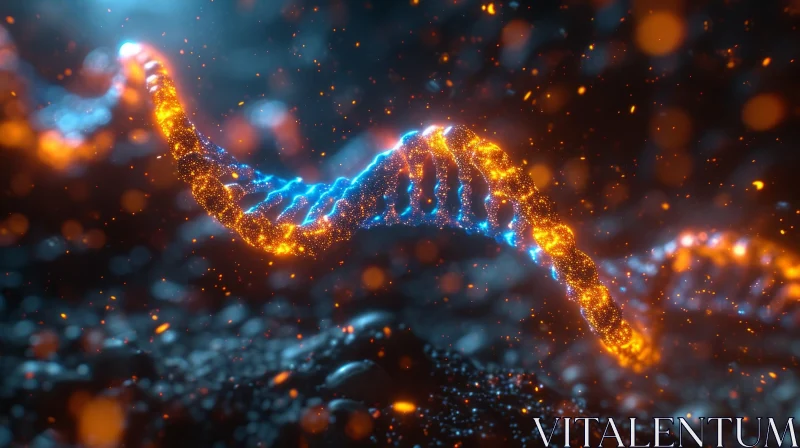 Colorful Glowing DNA Molecule | Unreal Engine | Smokey Background AI Image
