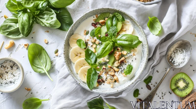 Delicious Yogurt Bowl with Fruit and Granola AI Image