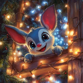 Cute Bunny Amidst Holiday Lights