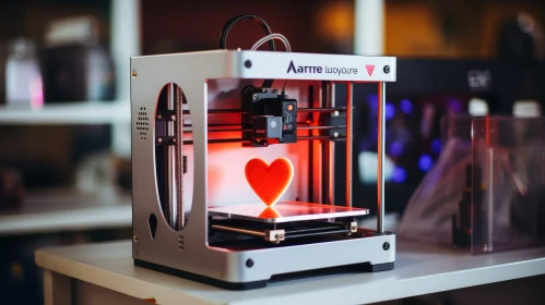 Innovative 3D Printing: Red Heart-Shaped Object Creation