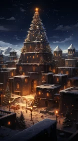 Snowy Ancient Town at Night | Epic Fantasy Art