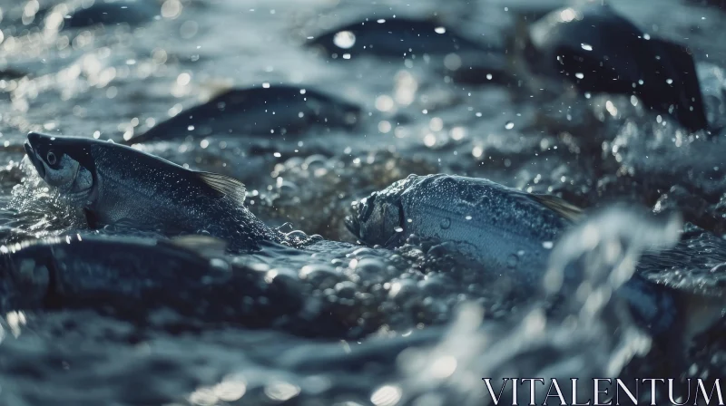 Swimming Salmon: A Stunning Nature Photograph AI Image