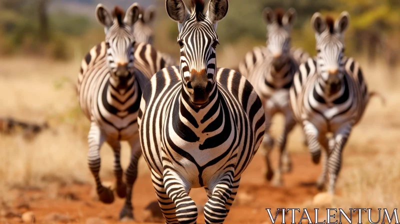 AI ART Zebras Running in Field - Nature Wildlife Photography
