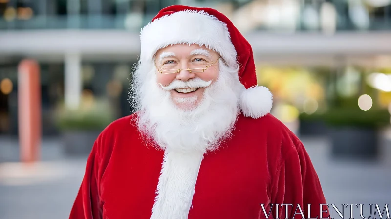 Smiling Santa Claus in Classic Red Suit AI Image