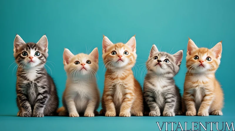 A Line-up of Cute Kittens AI Image