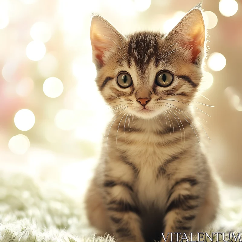 Charming Young Cat with Cozy Background AI Image