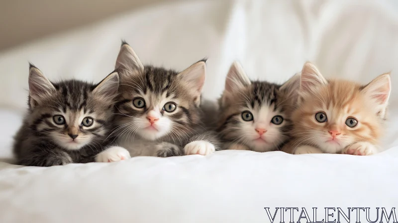 Innocent Kittens on White Bedding AI Image