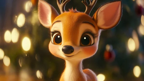 Charming Animated Deer in Festive Light